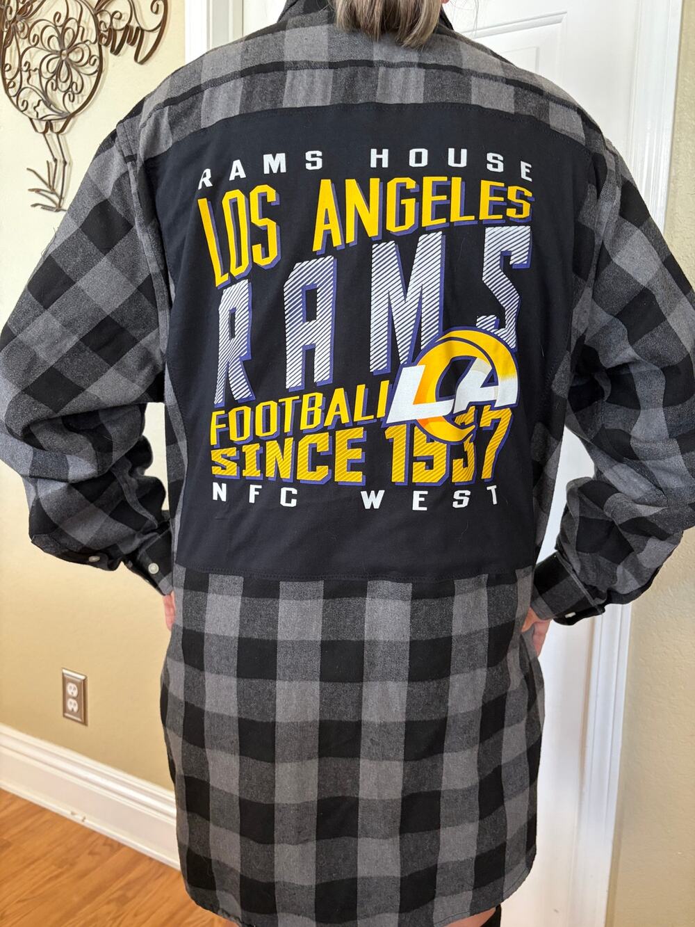 LA Rams NFL Upcycled Flannel Shirt Unisex Size 3XL